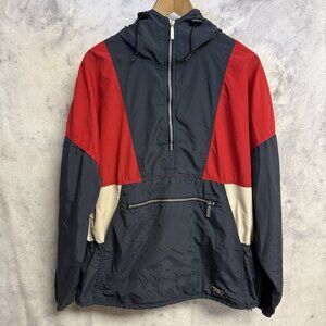 Vintage LL Bean 1/2 Zip Anorak Jacket Blue Red Size Large